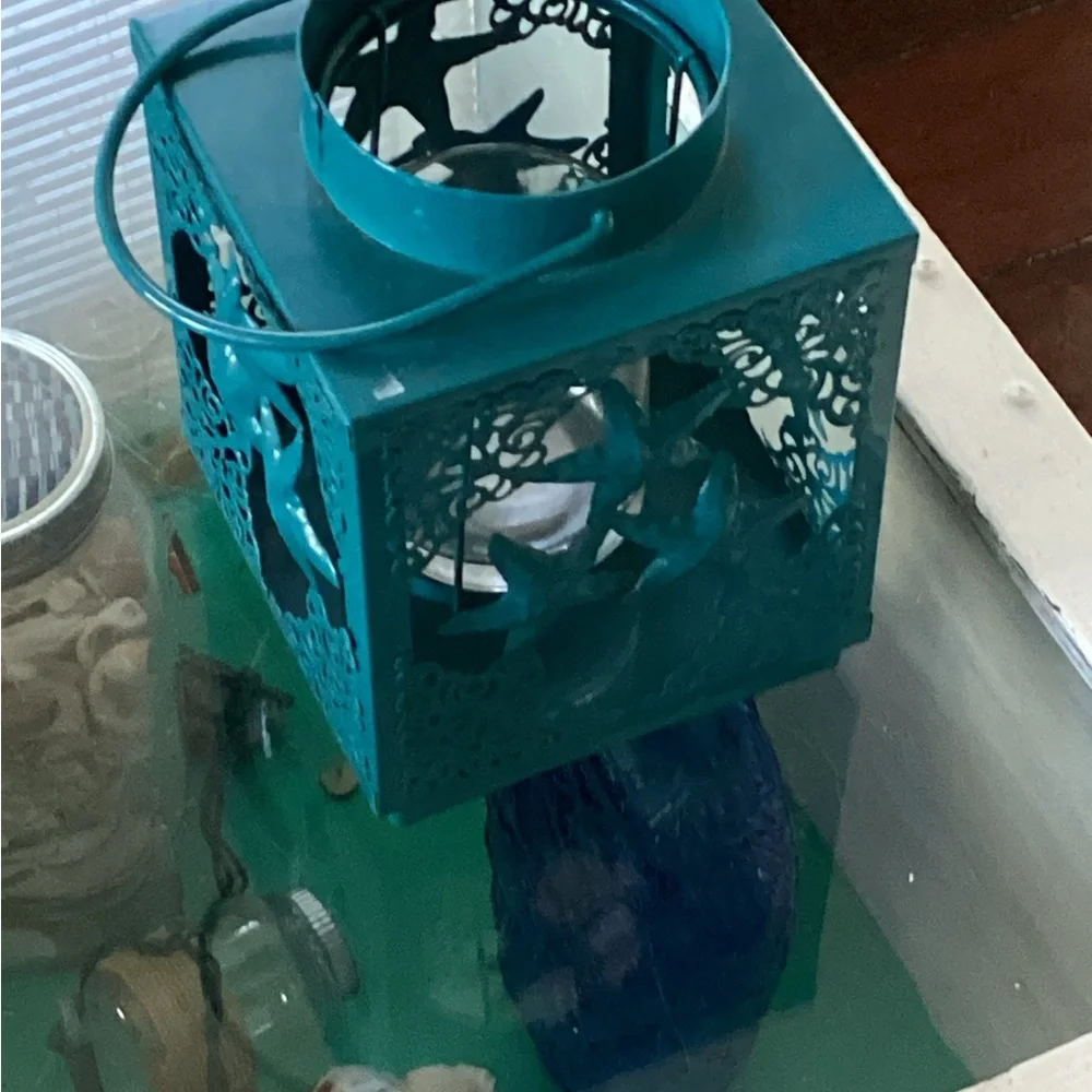 Pier 1 Teal Starfish Decorative Lantern Perfect for Beach House Decor